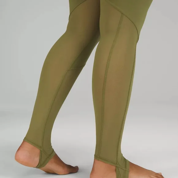 NWT Lululemon Nulu & Crisscross Mesh Stirrup tights Bronze Green 12 - Picture 5 of 11